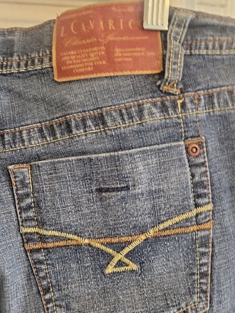 Z Cavaricci Jeans Blue Denim Worn True Straight Mid Rise Retro Vintage Womens 14 - Picture 4 of 5